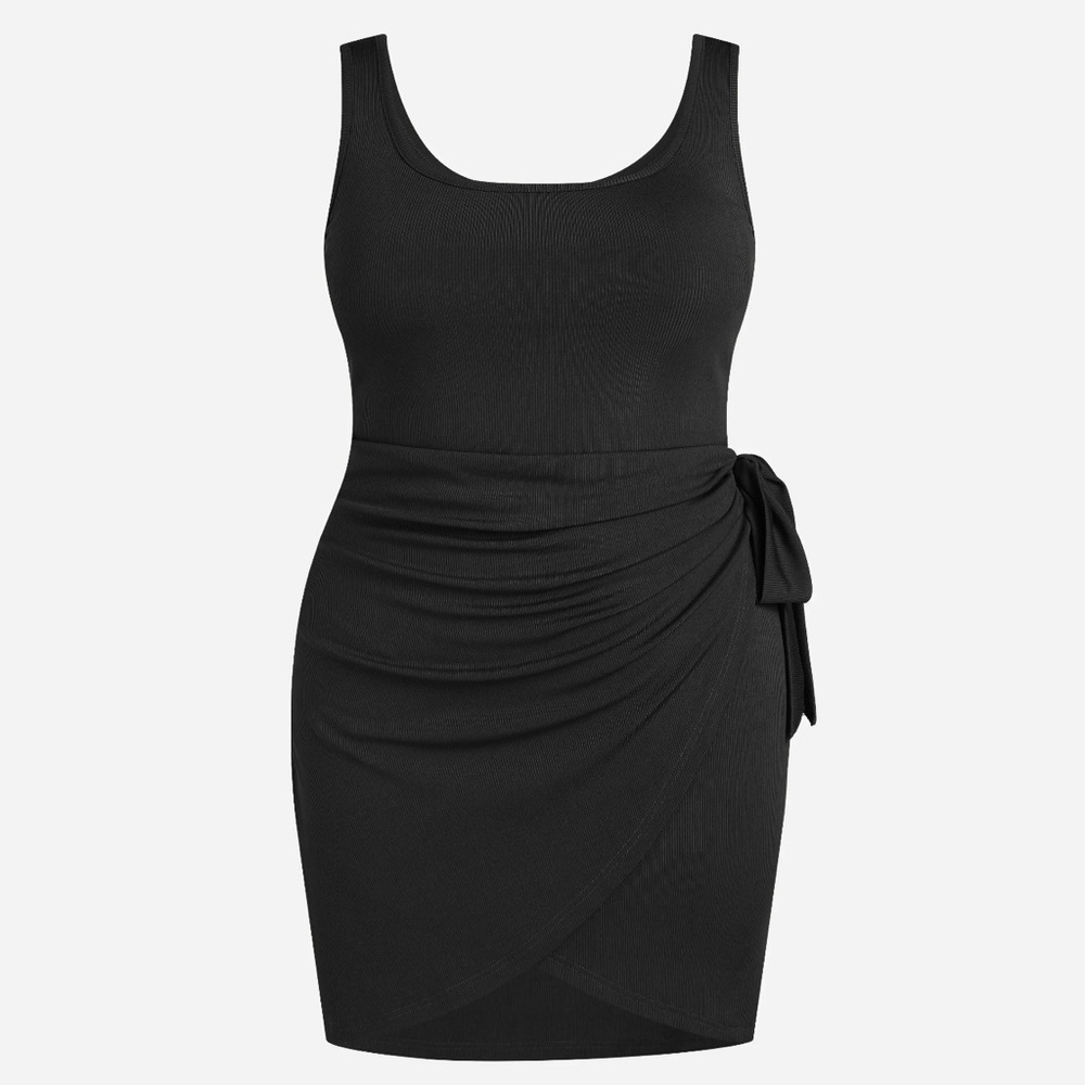 Cider Black Bodycon Mini Dress Scoop Neck Sleeveless